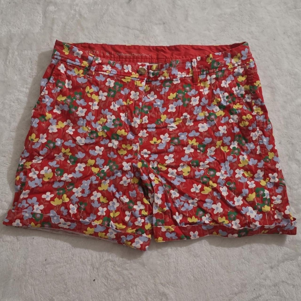 Talbots Vibrant Red Floral Chino Shorts